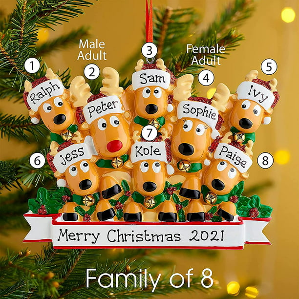 Reindeer Family of 2 Personalized Ornament for Christmas Tree Decoration 